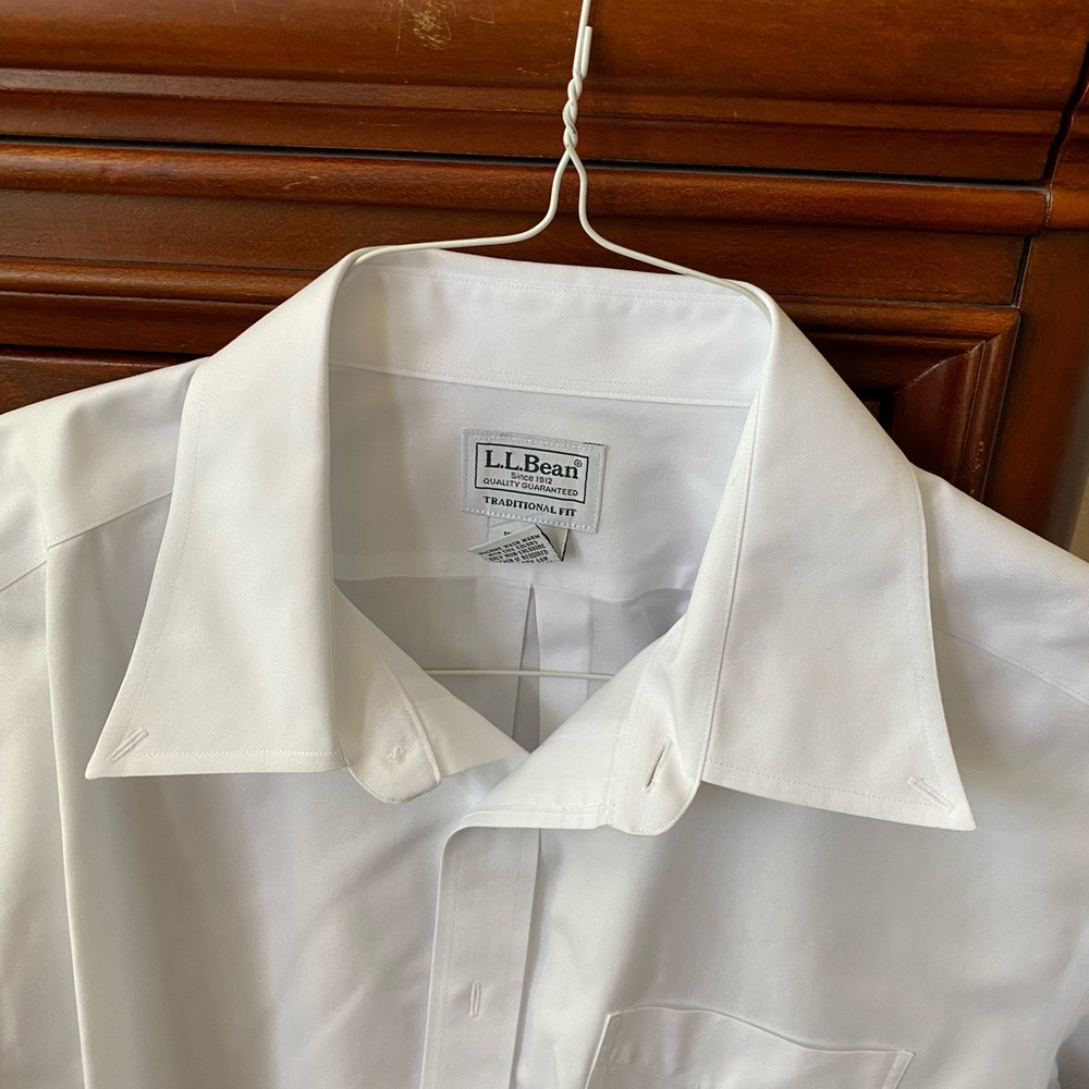 L.L. Bean white button-down, long sleeve dress shirt.  Size 16.5 x 37.
